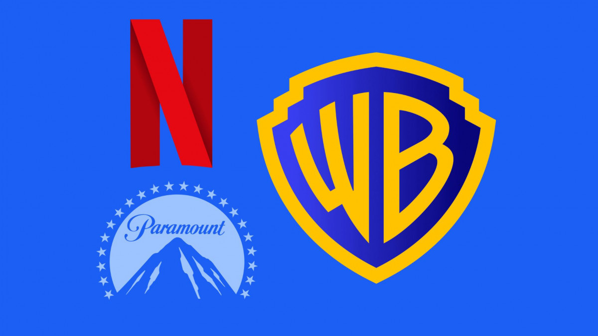 Netflix e Paramount disputam pelo controle da Warner Bros. Discovery/Logos dos três conglomerados de mídia