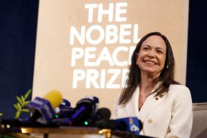 A ganhadora do Prêmio Nobel da Paz, Maria Corina Machado