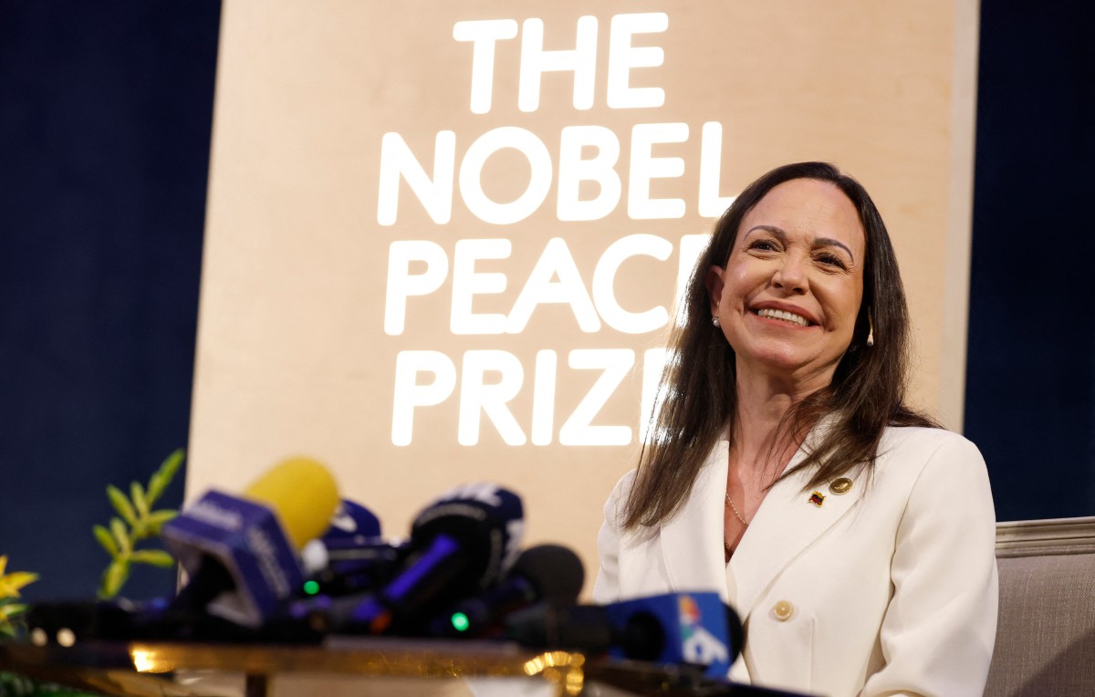 A ganhadora do Prêmio Nobel da Paz, Maria Corina Machado/ Odd ANDERSEN / AFP