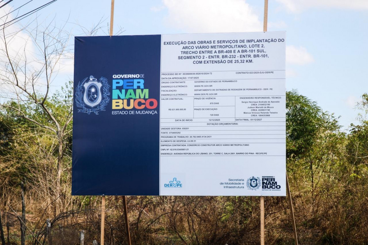 Com 25,32 quilômetros de extensão, o trecho deve melhorar a mobilidade na Região Metropolitana do Recife e beneficiar o escoamento da produção na região, desafogando o trânsito na BR-101 (Foto: Marina Torres/DP Foto)