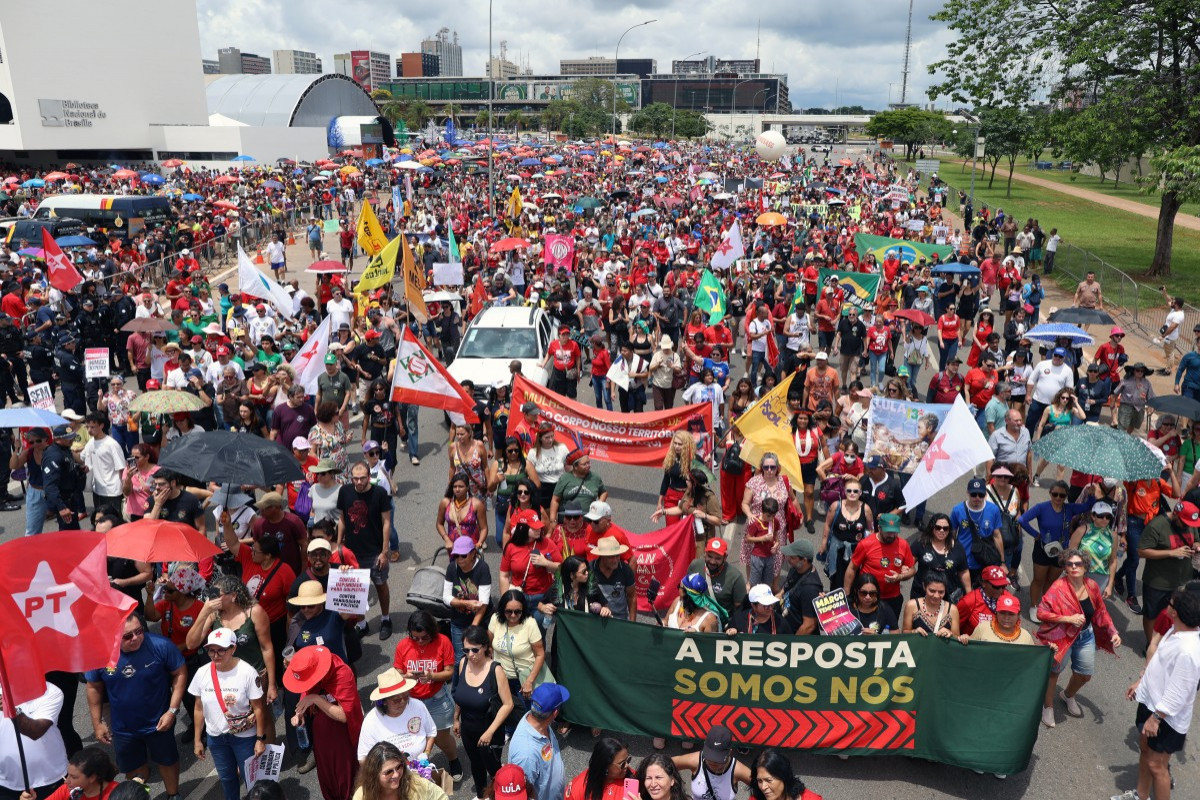 Protesto contra PL da Dosimetria em Brasília/SERGIO LIMA / AFP