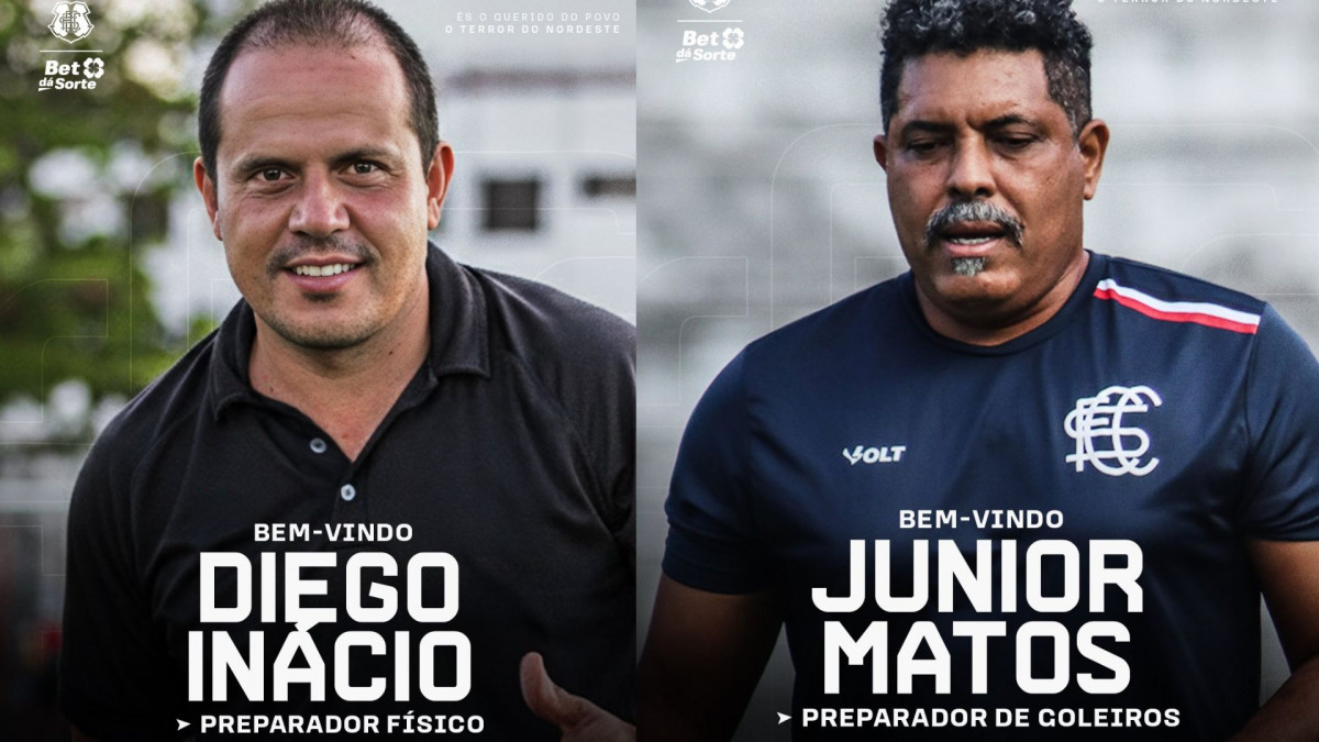 Diego Inácio e Júnior Matos, novo preparador fisíco e auxiliar de preparação de goleiros do Santa Cruz/Divulgação