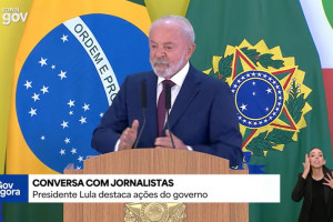 Lula faz balan&ccedil;o do terceiro ano de governo para a imprensa em Bras&iacute;lia.