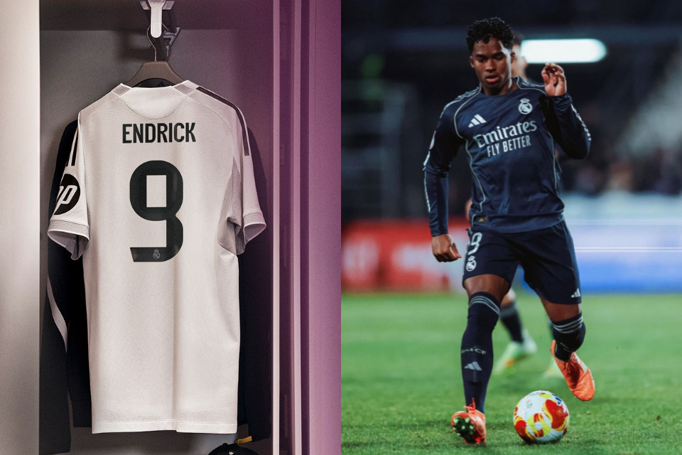 Endrick, camisa 9 do Real Madrid que deve seguir com a mesma numeração no Lyon/Divulgação/ Real Madrid e Divulgação/ Endrick