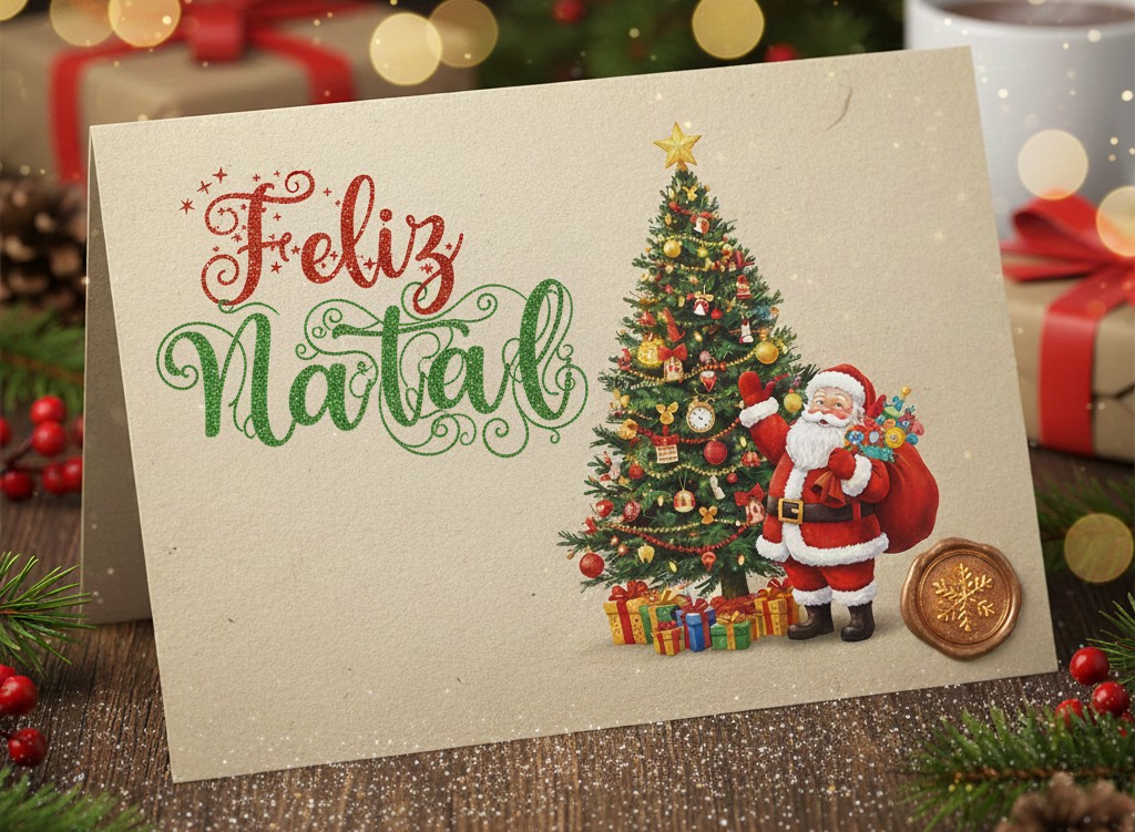 Uma mensagem de 'Feliz Natal' pode alegrar o dia de alguém/Imagem gerada pelo Gemini