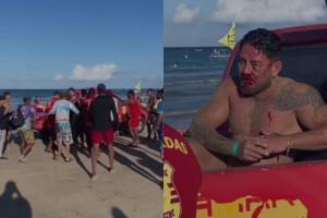 Casal de turistas foi agredido na praia de Porto de Galinhas no &uacute;ltimo s&aacute;bado (27) ap&oacute;s serem cobrados indevidamente pelo aluguel de cadeiras e guarda-sol