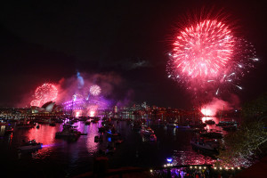 Queima de fogos na Austr&aacute;lia. 