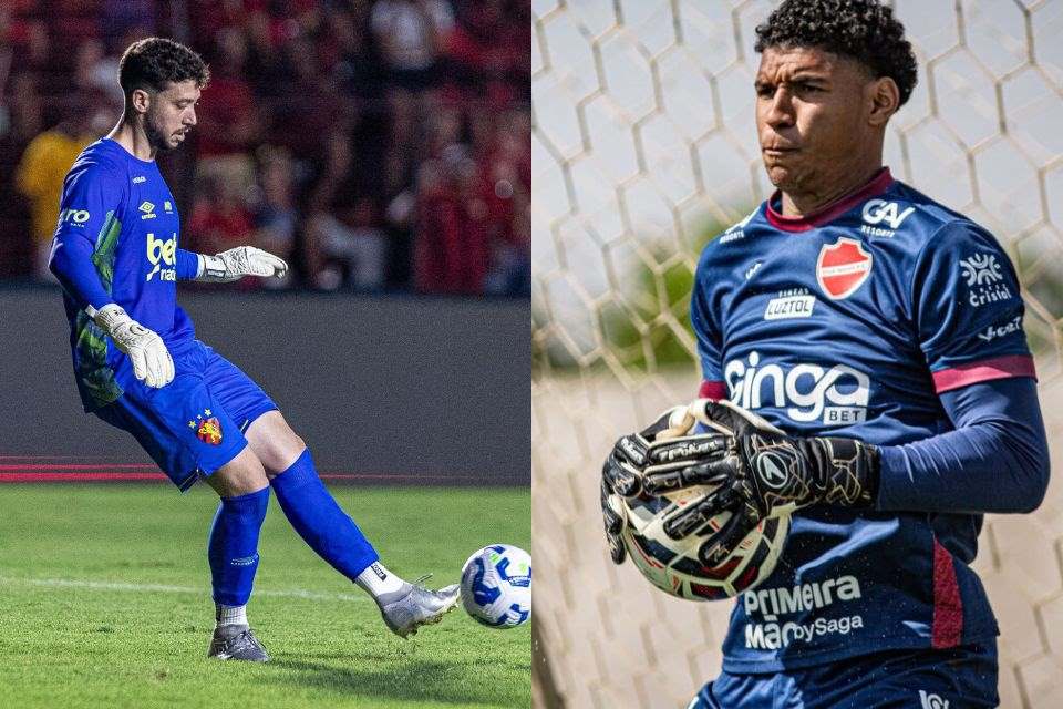 Caíque França, goleiro do Sport, e Halls, goleiro do Vila Nova/ Rafael Vieira / DP Foto e Roberto Corrêa / Vila Nova