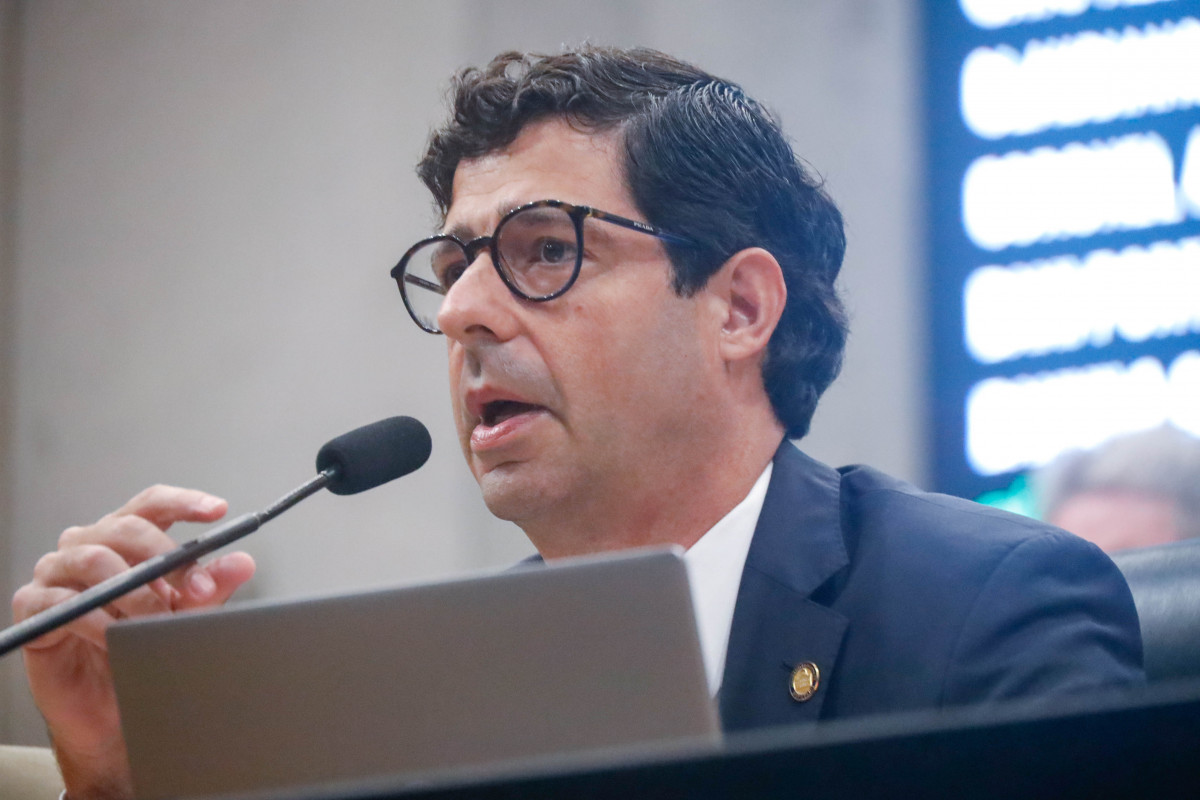 Deputado Rodrigo Farias, presidente em exercício da Alepe na  sessão (Foto: Roberta Guimarães / Alepe)