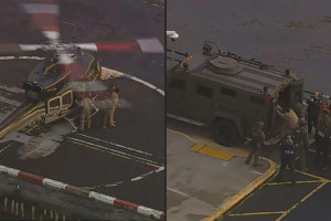 Presidente da Venezuela, Nicol&aacute;s Maduro, sendo levado ao tribunal por agentes de seguran&ccedil;a dos EUA