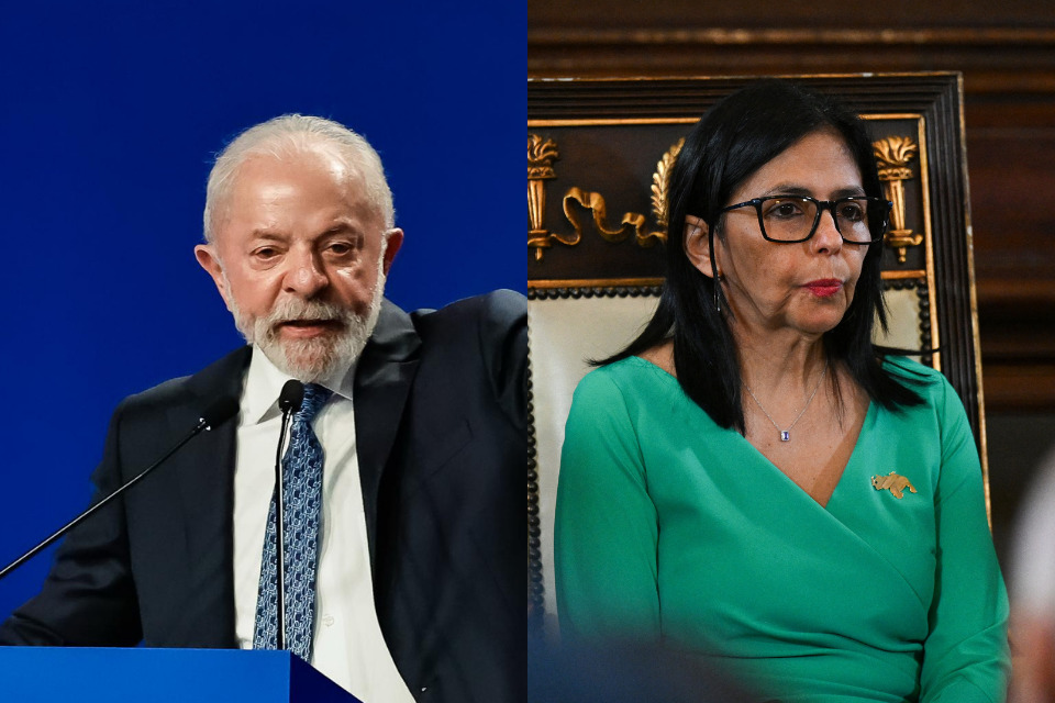 Lula e Delcy Rodríguez/Ricardo Stuckert/PR e FEDERICO PARRA/AFP