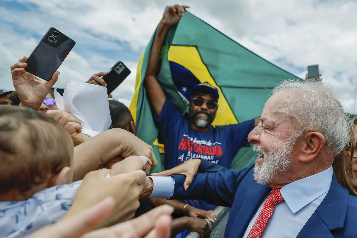 Presidente da República, Luiz Inácio Lula da Silva, durante a Cerimônia em Defesa da Democracia/ Ricardo Stuckert/ PR