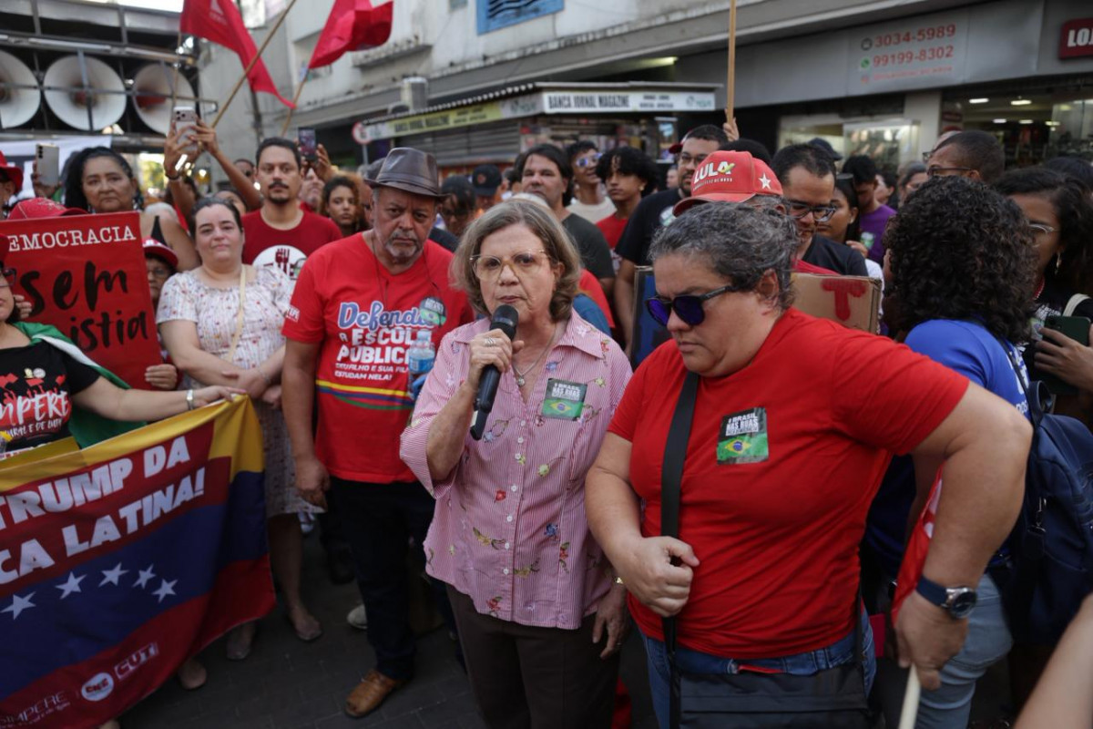 Ato pró-democracia em memória do 8 de janeiro de 2023 (Foto: Crysli Viana/ DP Foto)