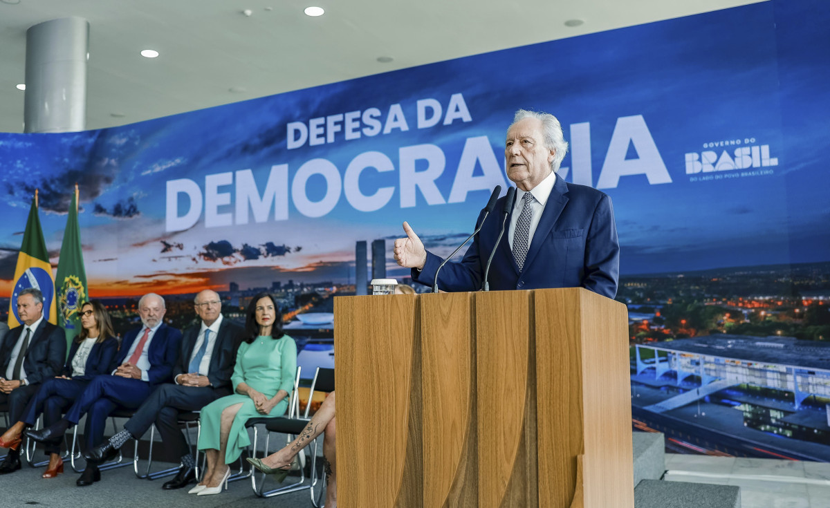Ricardo Lewandowski durante a Cerimônia em Defesa da Democracia, no Palácio do Planalto. Brasília - DF/Foto: Ricardo Stuckert