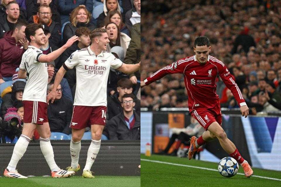 Jogadores de Arsenal e Liverpool/PETER POWELL / AFP e PAUL ELLIS / AFP