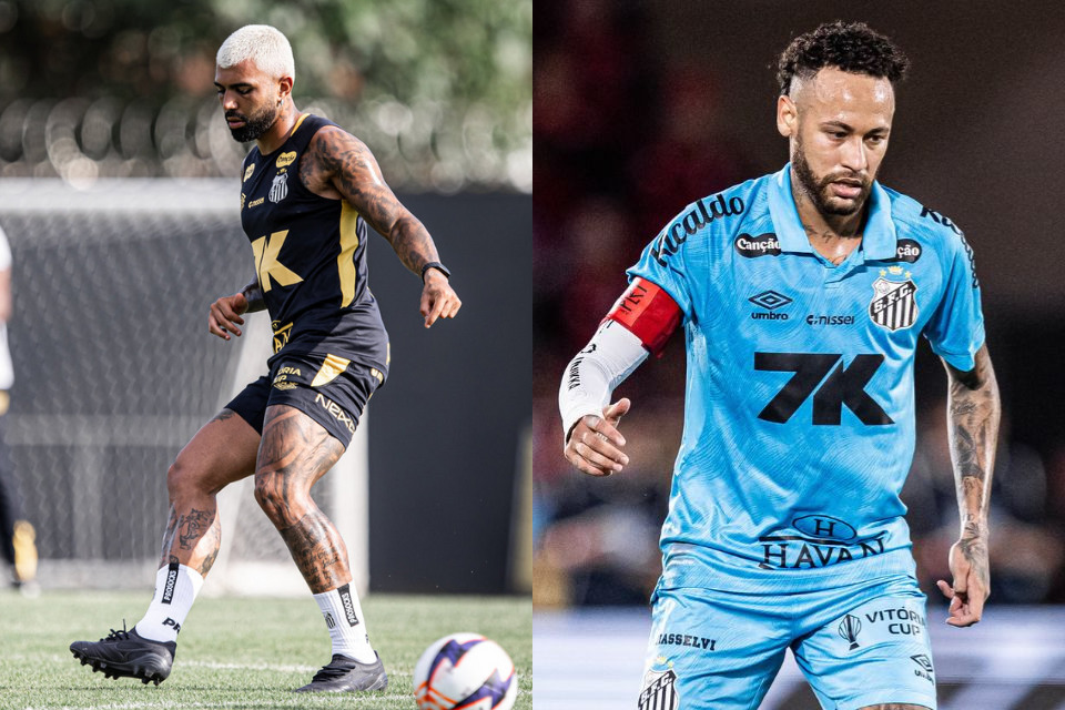 Gabigol e Neymar jogarão juntos novamente pelo Santos, em 2026/Raul Baretta/ Santos FC