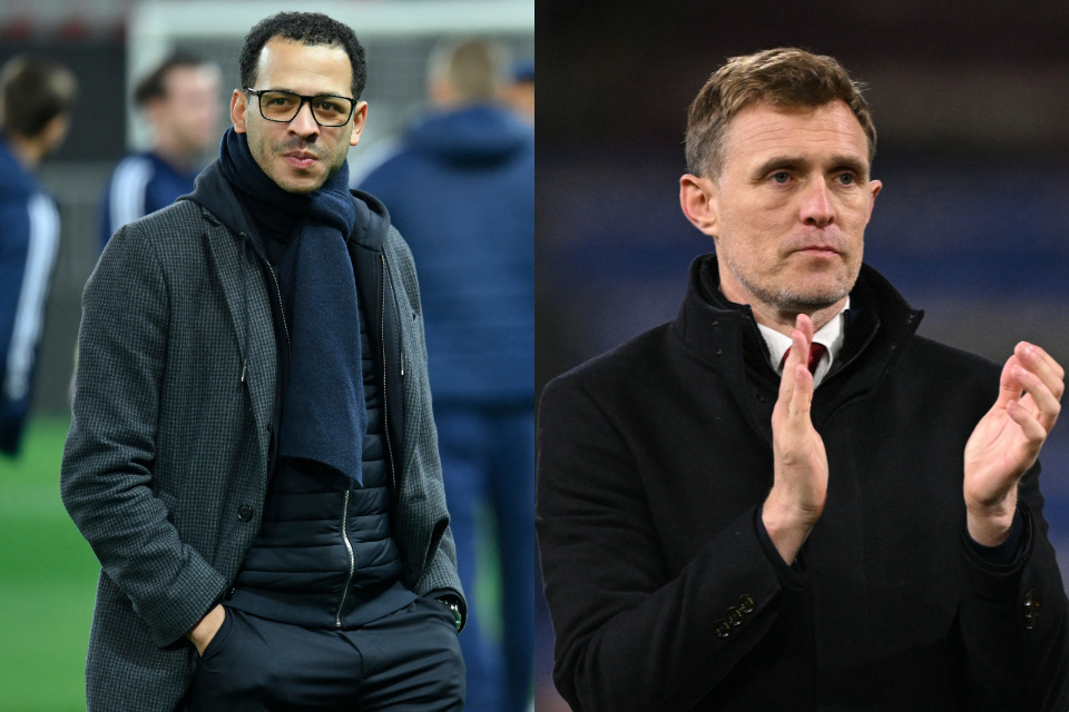 Liam Rosenior e Darren Fletcher, novos técnicos do Chelsea e Manchester United, respectivamente/FREDERIC DIDES / AFP e OLI SCARFF / AFP
