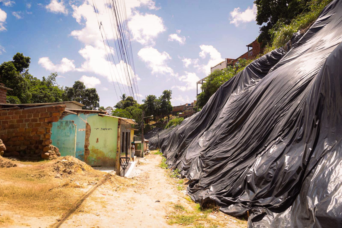 No local, barreira que desabou três vezes possui árvores inapropriadas (Crysli Viana/DP Foto )