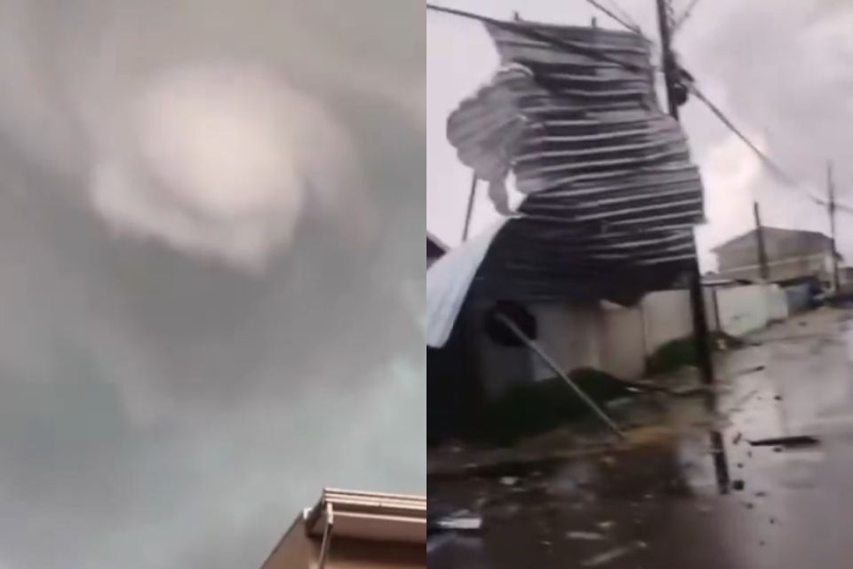 Tornado atingiu a cidade de São José dos Pinhais, no Paraná/Fotos: Reprodução/Redes Sociais