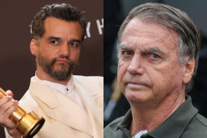 O ator Wagner Moura e o ex-presidente Jair Bolsonaro