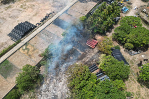 Inc&ecirc;ndio atinge &aacute;rea de vegeta&ccedil;&atilde;o no bairro de Peixinho, em Olinda
