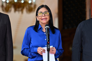 Presidente interina da Venezuela, Delcy Rodr&iacute;guez