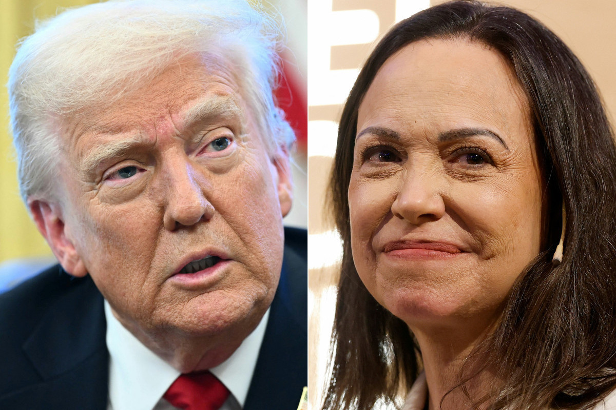 Donald Trump e María Corina Machado/MANDEL NGAN / AFP