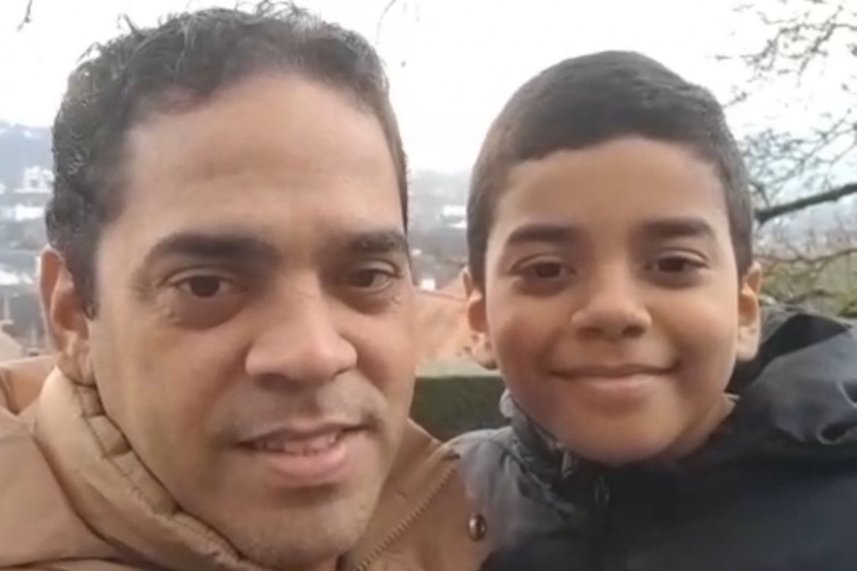 Kennedy Anderson, pai de Kauã, reencontra o filho/Foto: Reprodução/Whatsapp