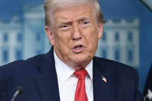 Presidente dos EUA, Donald Trump, durante entrevista coletiva