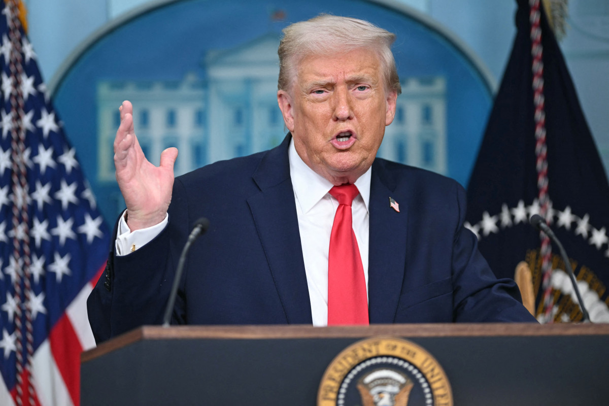 Presidente dos EUA, Donald Trump, durante entrevista coletiva/ SAUL LOEB / AFP