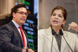 L&iacute;der da oposi&ccedil;&atilde;o, Cayo Albino e l&iacute;der da base governista, Socorro Pimentel