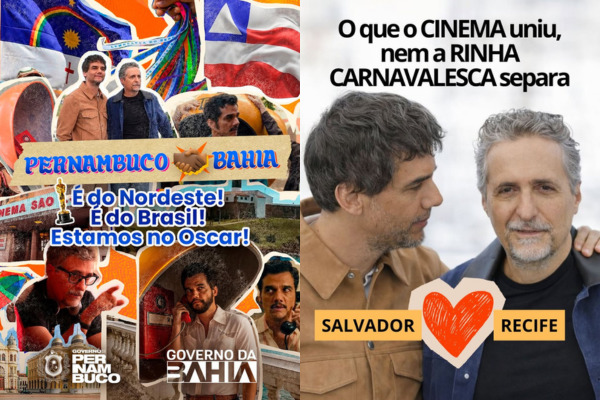 Os governos de Pernambuco e da Bahia, bem como as prefeituras do Recife e de Salvador, fizeram publicações em conjunto para comemorar as indicações de 'O Agente Secreto