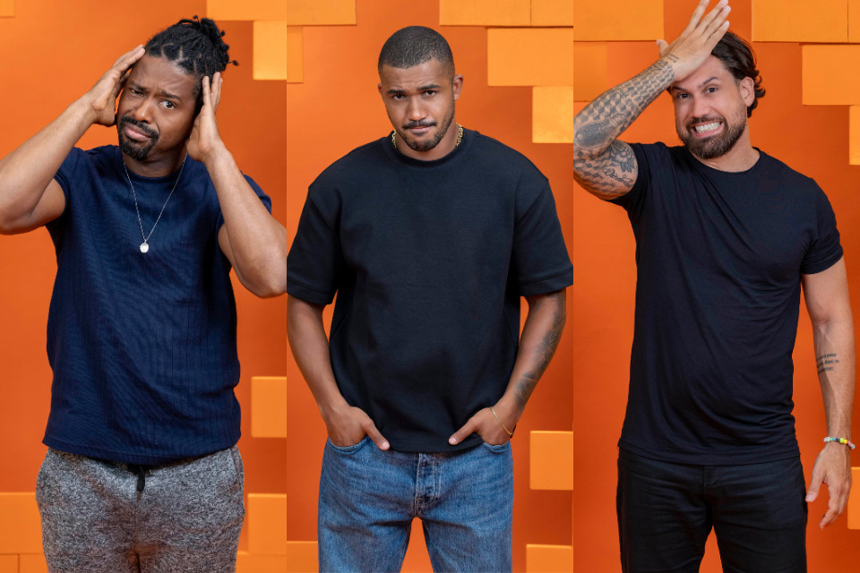 Paredão da semana no BBB26: Leandro, Matheus e Brigido/Fotos: Globo/ Manoella Mello