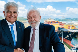 Presidente da Rep&uacute;blica do Panam&aacute;, Jos&eacute; Ra&uacute;l Mulino, durante reuni&atilde;o com o presidente Luiz In&aacute;cio Lula da Silva