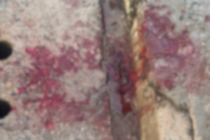 Sangue no local em que menino foi socorrido 