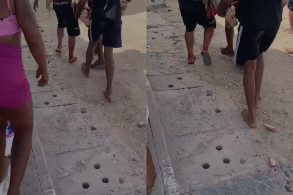 Momento em que adolescente é socorrido./Foto: Reprodução/Redes sociais