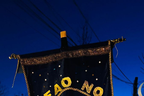 Estandarte do bloco Le&atilde;o no Norte, em Toronto, no Canad&aacute;./Carolina Cavalcanti