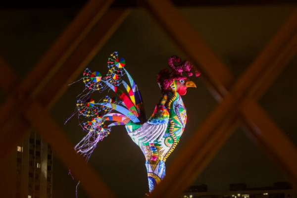 Galo Gigante, na Ponte Duarte Coelho (Foto: Crysli Viana/DP Foto)