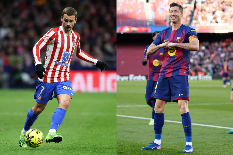 Griezmann e Lewandowski, atacantes de Atlético de Madrid e Barcelona, respectivamente /THOMAS COEX / AFP e JOSEP LAGO / AFP