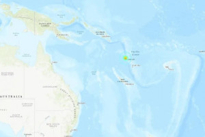 Mapa do local do terremoto no Pac&iacute;fico