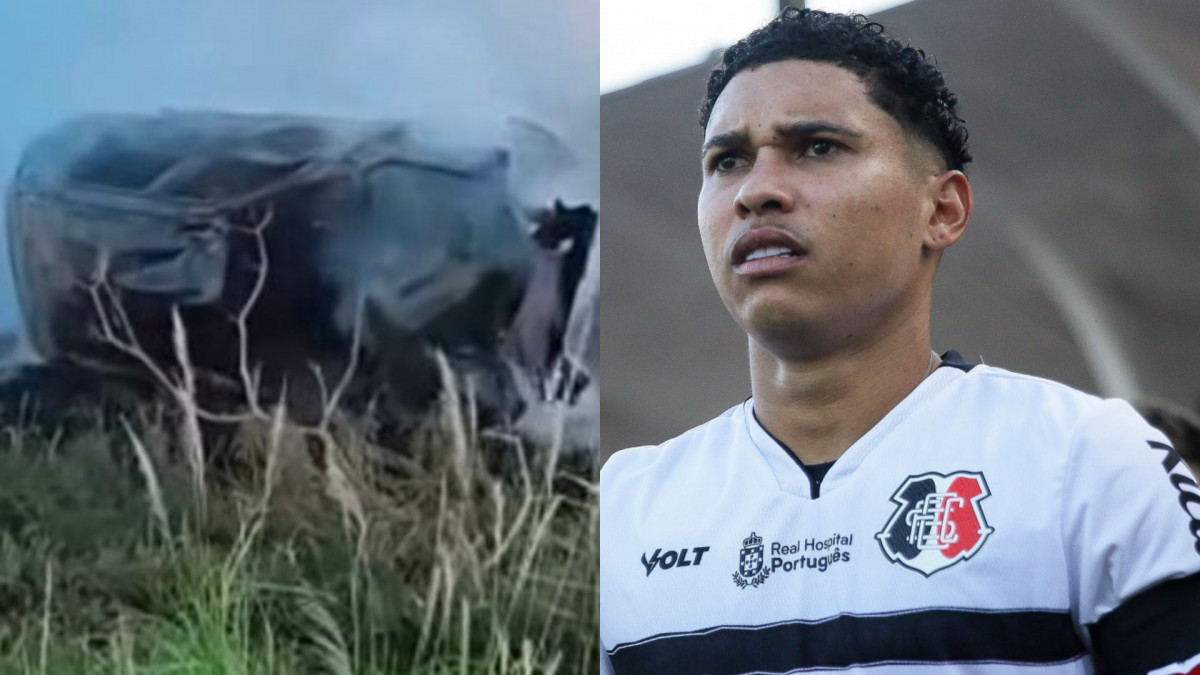 Acidente de carro com atacante Thiaguinho, do Santa Cruz/Reprodução e Rafael Vieira