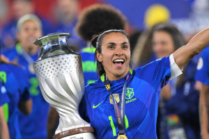 Marta, campe&atilde; com a sele&ccedil;&atilde;o brasileira da Copa Am&eacute;rica 2025