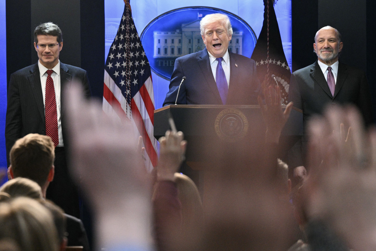 O presidente dos Estados Unidos, Donald Trump, fala durante uma coletiva de imprensa na Casa Branca, em Washington, DC, em 20 de fevereiro de 2026./Mandel Ngan/AFP