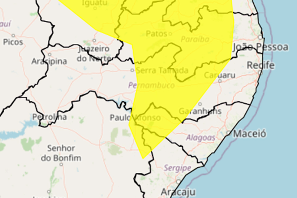 Área central do estado Pernambuco com previsão de chuva/REPRODUÇÃO/SITE INMET