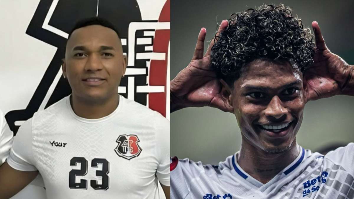 Eron e Marquinhos, atacante do Santa Cruz/Reprodução e Davi Rocha