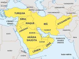 Mapa mostra pa&iacute;ses do Oriente M&eacute;dio 
