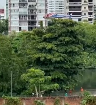 Helicóptero ajudou nas buscas pelo homem que teria desaparecido com caiaque no rio /Redes Sociais 