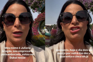 A empres&aacute;ria Juliana Arag&atilde;o relatou momentos de tens&atilde;o vividos em Dubai