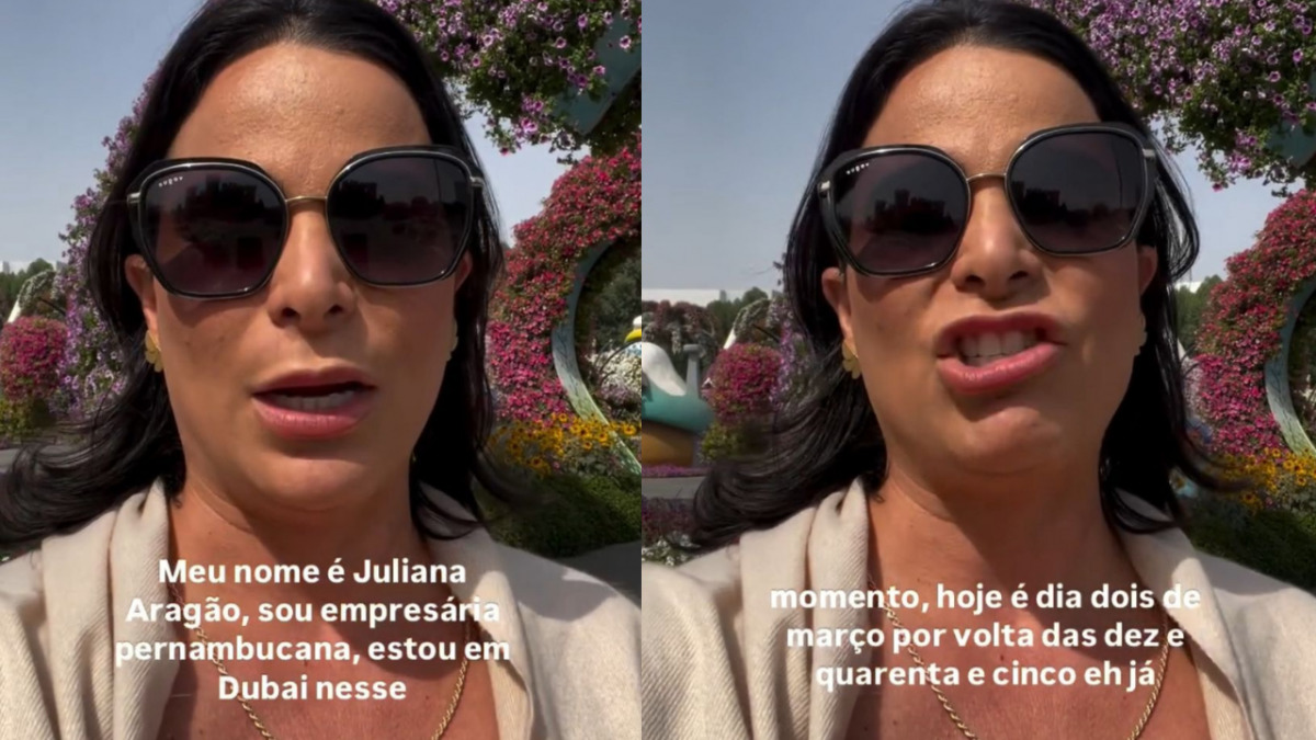 A empresária Juliana Aragão relatou momentos de tensão vividos em Dubai/Reprodução/Redes sociais