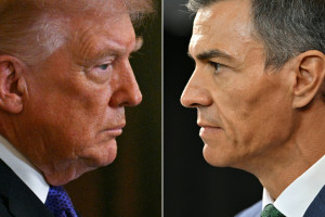 Donald Trump, presidente dos EUA, e Pedro Sanchez, primeiro-ministro da Espanha.
